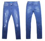 2016 New Hot Fashion Ladies Cotton Denim Pants Stretch Womens Bleach Ripped Knee Skinny Jeans Denim Jeans For Female