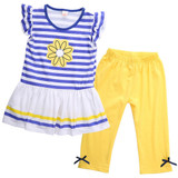 2016 New Girls Clothing Sets Baby Kids Clothes Children Clothing 2 PCS Set Short Sleeve Striped T Shirt + Pants Girls Clothes