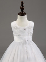 2016 New Flower Girl Dresses White/Ivory Real Party First Communion Dress for Little Girls Lace Appliques Kids Dress for Wedding