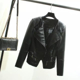 2016 New faux leather jacket black women motorcycle ladies leather women coat brand coat PU jacket coat outerwear drop shipping