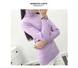 2016 new fashion Women white Lapel turtleneck sweater female basic knitted shirt Twist thick slim long sleeve pullover sweater