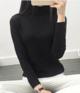 2016 new fashion Women white Lapel turtleneck sweater female basic knitted shirt Twist thick slim long sleeve pullover sweater