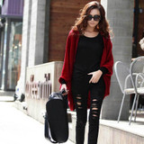 2016 New Fashion Women Sweater Casual Loose Shawl Batwing Sleeves cardigan Lady Knit Sweater Coat Woolen Women Cardigans Jacket