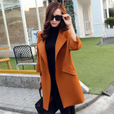 2016 New Fashion Women Spring Coat  Female O-Neck  Quarter Sleeve Women Trench Coat Women Long Coat
