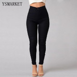 2016 New Fashion Plus Size Women High Waist Pencil Jeans Pants Fit Lady Jeans Plus Size Sexy Slim Elastic Skinny Pants Trousers