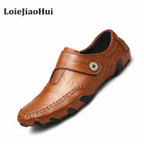2016 New Fashion Men Genuine Leather Loafers High Quality Luxury Brand Casual Flats Shoes Men Lightweigh Moccasins Driving Shoes