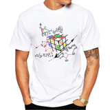 2016 New Fashion Math Work Design Men T-shirt Short Sleeve Hipster Tops Rubik cube Printed t shirts Cool tee