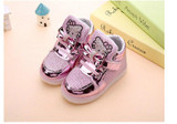 2016 New fashion LED lighting children Sport shoes Rhinestone KT Cats girls sneakers Cartoon baby kids boots size 21~30