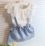 2016 New Fashion Kids Girls Dress Cute Princess Girl Baby Sleeveless Denim Tulle Bowknot Dress