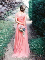 cap sleeve lace coral colored bridesmaid dresses floor length coral bridesmaid dresses long chiffon bridesmaid dresses coral