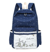 Canvas windmill Printing Backpack Set School Bags For Teenage Girls High Quality Women Lace Rucksack Travel bag Fashion Mochila