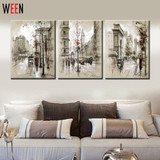 Canvas Printings Retro City Street Landscape 3 Piece Modern Style Cheap Pictures Decorative Wall Art No Frame Prints Gift