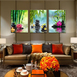 Canvas Painting Wall Art Decor SPA Stone Green Bamboo Pink 3 Panels Modern Zen Canvas Painting Prints Giclee Art