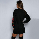 CANIS Floral Embroidery shirt Women Kawaii Pattern Long Sleeve Design Cotton Shirt Women Black Tees Plus