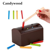 Candywood Wooden catch caterpillar toys for baby kids educational children early learning Parent-child interaction toys block