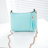 Candy Color Women Leather Shoulder Bags Mini Chain Strap Tassel Crossbody Messenger Bag Purses Femininas Handbag Bolsa