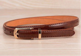 Candy Color Metal Buckle Thin Casual Belt For  Women , Leather Belt Female Straps Waistband Cummerbund For Apparel Accessories