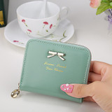 Candy Color Bow Design Women Leather Wallet Short Slim Mini Money bag Wallet Coin Card Purses Holders Clip Female