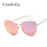 CandisGY Women Classic Cat EyE Sunglasses Lady Fashion mIRROR Brand Desinger Mirror Sun Glasses Female