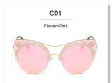CandisGY Round Oversized Stylish Female Brand Designer Pink Mirror Cateye Sunglasses Women Party Vintage Lady Sun Glasses