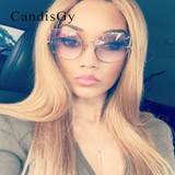 CandisGY Hipster Clear Eyeglasses Cateye Mirror Oversized Sunglasses Brand Designer Women Mirror Lady Sun Glasses Metal Frame