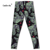 CANDICE ELSA leggings women elastic sexy fitness legging elephant printed workout female pants plus size wholesale drop shipping