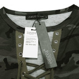 Camouflage Print Blouses 2018 ZANZEA Women Shirts Long Sleeve Sexy Hollow Out Lace Up V Neck Casual Blusas Tops Oversized