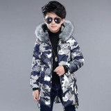 Camouflage 2017 Children's Down Jacket Long Thick Boy Winter Coat Duck Down Kids Winter Jackets for Boy Outerwear Fur Collar