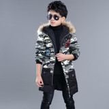 Camouflage 2017 Children's Down Jacket Long Thick Boy Winter Coat Duck Down Kids Winter Jackets for Boy Outerwear Fur Collar