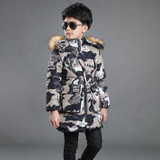 Camouflage 2017 Children's Down Jacket Long Thick Boy Winter Coat Duck Down Kids Winter Jackets for Boy Outerwear Fur Collar