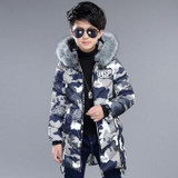 Camouflage 2017 Children's Down Jacket Long Thick Boy Winter Coat Duck Down Kids Winter Jackets for Boy Outerwear Fur Collar