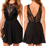 2017 Brand Clothing Women Black Sexy Short Sleeveless Lace Dress Short Evening Party Dresses Hollow Out 2017 Brand Clothing Women Black Sexy Short Sleeveless Lace Dress Short Evening Party Dresses Hollow Out
