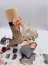 2017 Bow tie Harajuku goth punk unif series cool female essential hollow thin black fishnet short socks women sexy socks