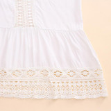 2017 Bohemian Style Women Summer White Dress Sexy Casual V Neck 3/4 Flare Sleeve Lace Crochet Loose Mini Beach Dresses Vestidos