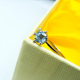 2017 Blue Aquamarine Ring 925 Stering Silver Natural Gemstone Women VVS Engagement Party Round Ring gift Blue Ring Fine Jewelry