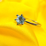 2017 Blue Aquamarine Ring 925 Stering Silver Natural Gemstone Women VVS Engagement Party Round Ring gift Blue Ring Fine Jewelry