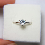 2017 Blue Aquamarine Ring 925 Stering Silver Natural Gemstone Women VVS Engagement Party Round Ring gift Blue Ring Fine Jewelry