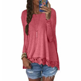 2017 Blouse  5 Colors Fashion Women Long Sleeve  Casual Tops Sexy Lace Crochet  Shirts Plus Size Female Womens Tops And Blouses