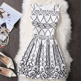 2017 Black White Office Women Dress Harajuku Mini Vintage Summer Dress Work Wear Formal Sleeveless Vestidos De Festa Clothing