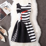 2017 Black White Office Women Dress Harajuku Mini Vintage Summer Dress Work Wear Formal Sleeveless Vestidos De Festa Clothing