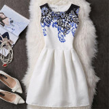 2017 Black White Office Women Dress Harajuku Mini Vintage Summer Dress Work Wear Formal Sleeveless Vestidos De Festa Clothing