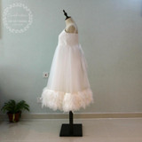 2017 Ball Gown First Communion Dresses for Girls Feather Flower Girls Dress Kids Pageant Evening Gowns Vestidos de comunion