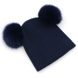 2016 Cute Winter Beanie Hat With Fox Fur Pompom Knitted Hat For Baby Girls Boys Kids Child Soft Warm Double Fur Ball Gorros Caps