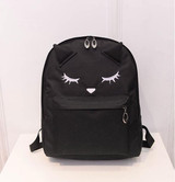 2016 Cute Cartoon Cat Ears Backpack Women Canvas Backpack School Bags For Teenager Girls College Style Casual Rucksack