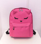 2016 Cute Cartoon Cat Ears Backpack Women Canvas Backpack School Bags For Teenager Girls College Style Casual Rucksack
