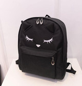2016 Cute Cartoon Cat Ears Backpack Women Canvas Backpack School Bags For Teenager Girls College Style Casual Rucksack