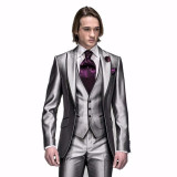 2016 Custom Made  Light Grey Men Suit Tailored Men Wedding Suits For Men Slim Fit Groom Tuxedos For Men(Jacket+Vest+Pant+Tie)