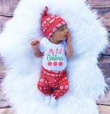 2016 Christmas Newborn Baby Girl Boy Snowflake Romper Pants Leggings Hat 3pcs Outfits Infant Bebek Clothing Set 0-18M