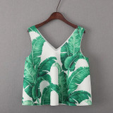 2016 Brand Women Floral Print Suit Painting Print Sweat Suits Two Piece Crop Top and Pants Set TZ0034