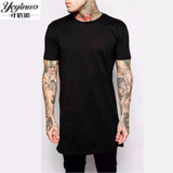 2016 Brand New Clothing Mens Black Long t shirt Men Tops Hip hop tee T-shirt Men Hiphop Short Sleeve Longline casual Tee shirts